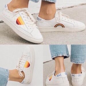 Soludos White Sneakers with Colorful Accents